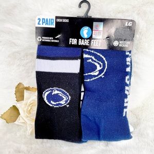 New w/tags PENN STATE NITTANY LIONS 2PK Crew NCAA SOCKS BLUE, White, grey, black